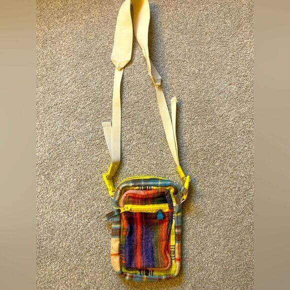 Urban Outfitters Crossbody Bag Plaid Stripe Pattern Multi Color Boho Hippie S - Picture 1 of 11